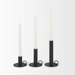 Mercana Noir Matte Black Metal Candle Holders-Set of 3