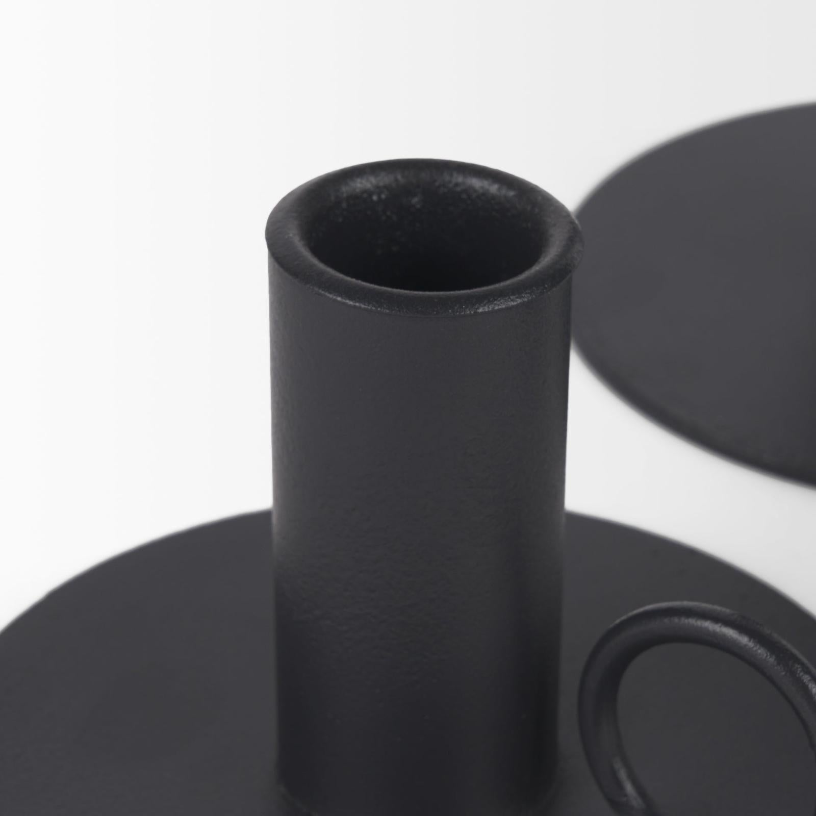 Mercana Noir Matte Black Metal Candle Holders-Set of 3