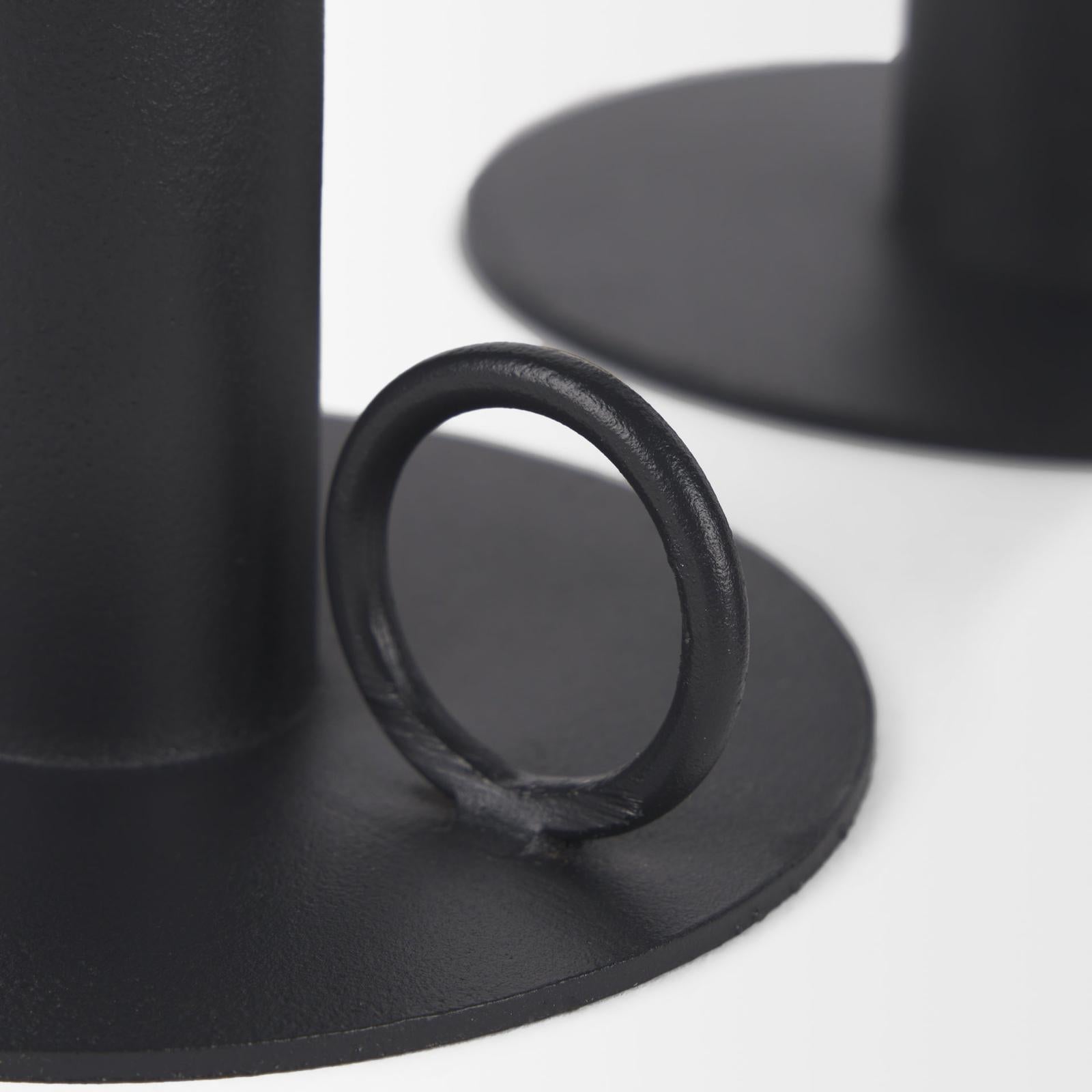 Mercana Noir Matte Black Metal Candle Holders-Set of 3
