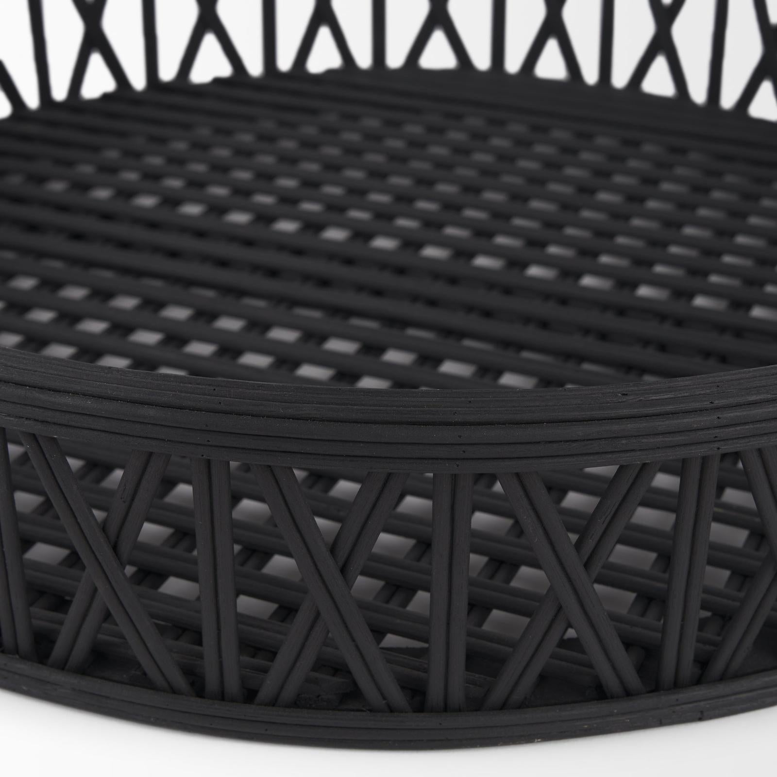 Mercana Thea Matte Black Wicker Trays - Set of 2 Clearance