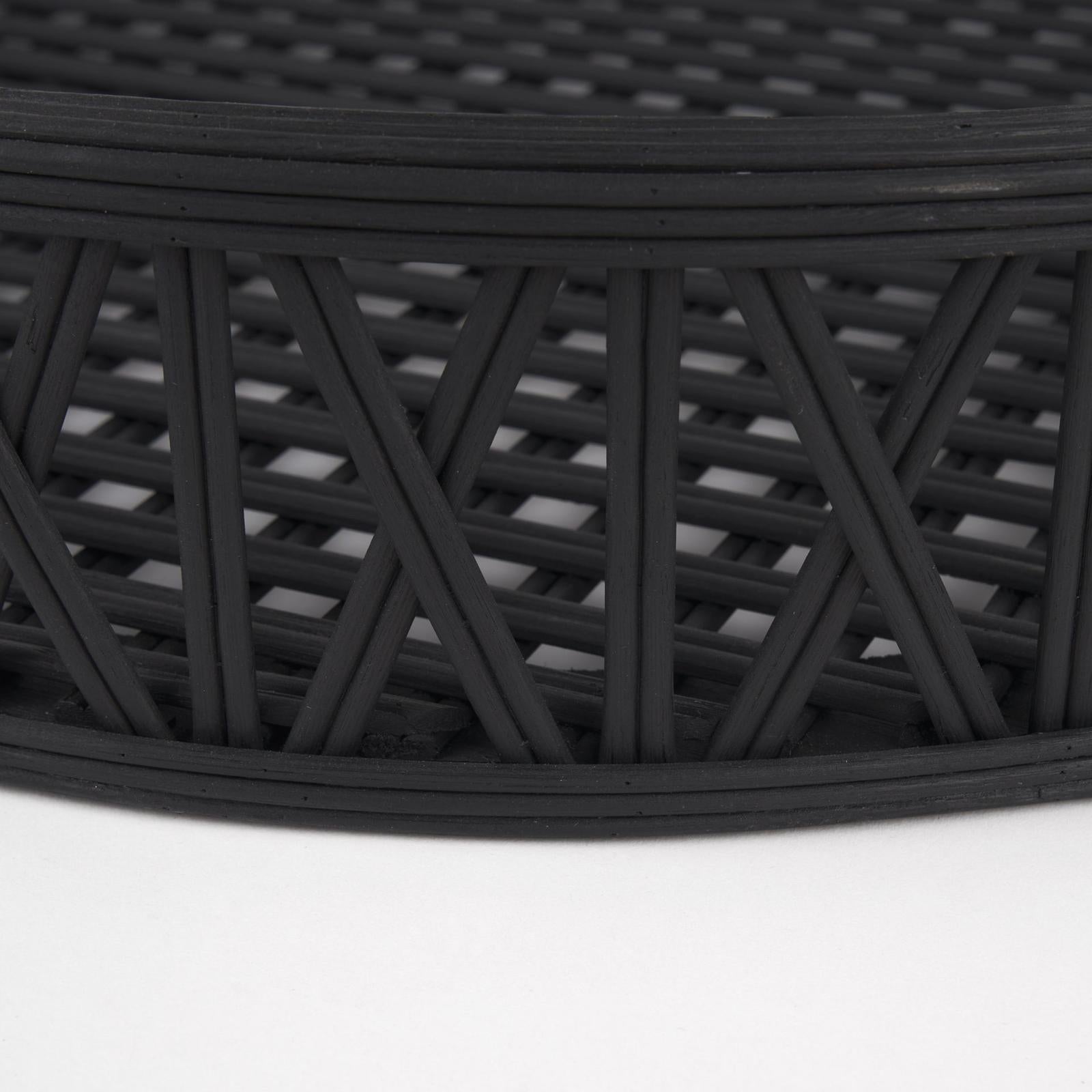 Mercana Thea Matte Black Wicker Trays - Set of 2 Clearance