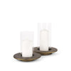 Mercana Vivian Gold Metal and Glass Hurricane Candle Holder - Set of 2 Clearance