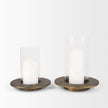 Mercana Vivian Gold Metal and Glass Hurricane Candle Holder - Set of 2 Clearance