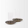 Mercana Vivian Gold Metal and Glass Hurricane Candle Holder - Set of 2 Clearance