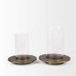 Mercana Vivian Gold Metal and Glass Hurricane Candle Holder - Set of 2 Clearance
