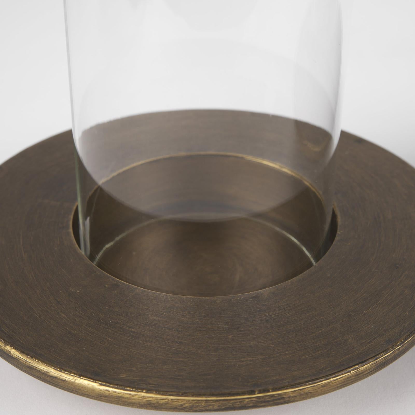 Mercana Vivian Gold Metal and Glass Hurricane Candle Holder - Set of 2 Clearance