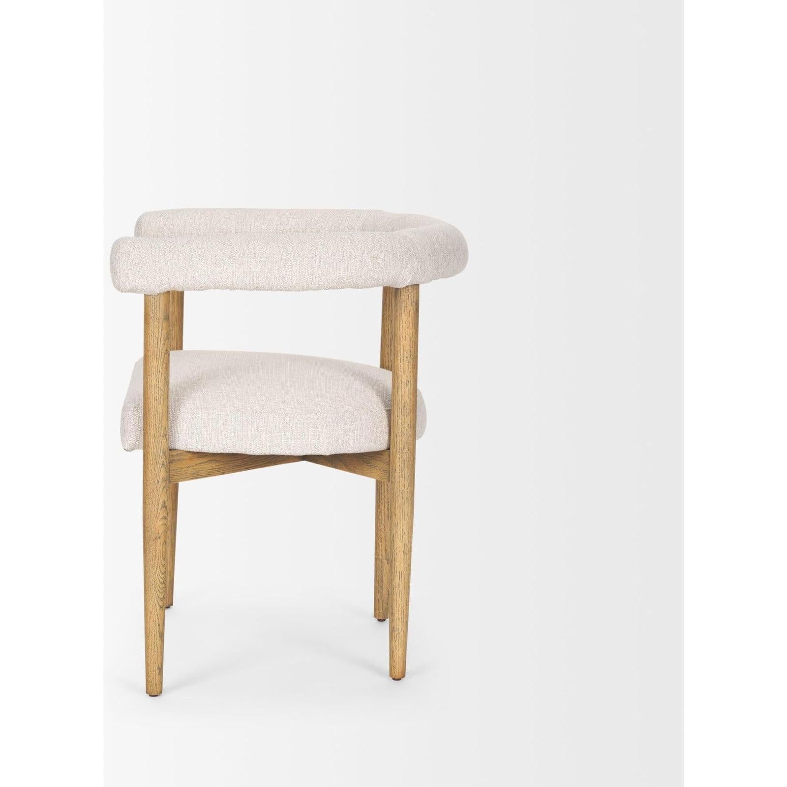Mercana Arden Dining Chair w/ Medium Brown Wood and Cream Twill Fabric Clearance