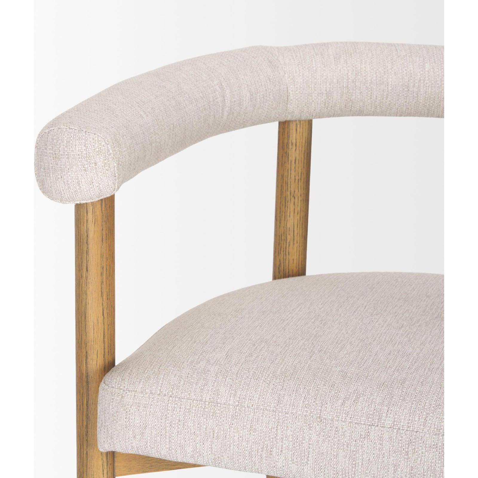 Mercana Arden Dining Chair w/ Medium Brown Wood and Cream Twill Fabric Clearance