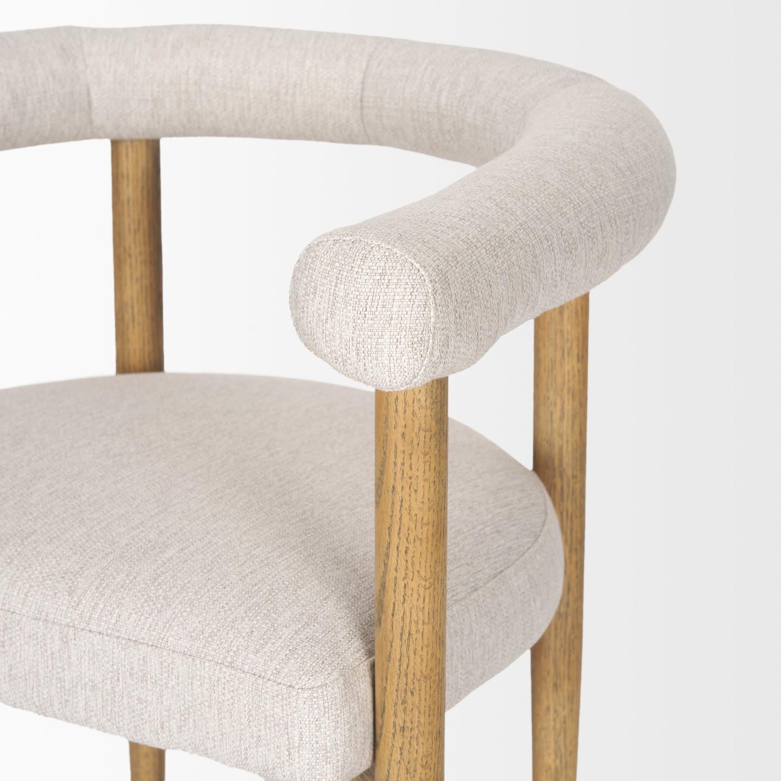 Mercana Arden Dining Chair w/ Medium Brown Wood and Cream Twill Fabric Clearance