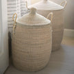 Mercana Kairi Seagrass Floor Baskets w/ Lids and Handles- Set of 2