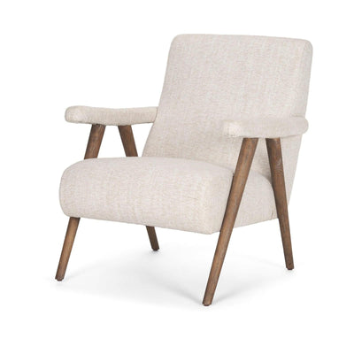 Mercana Nico Oatmeal Upholstered w/ Brown Wood Accent Chair Clearance