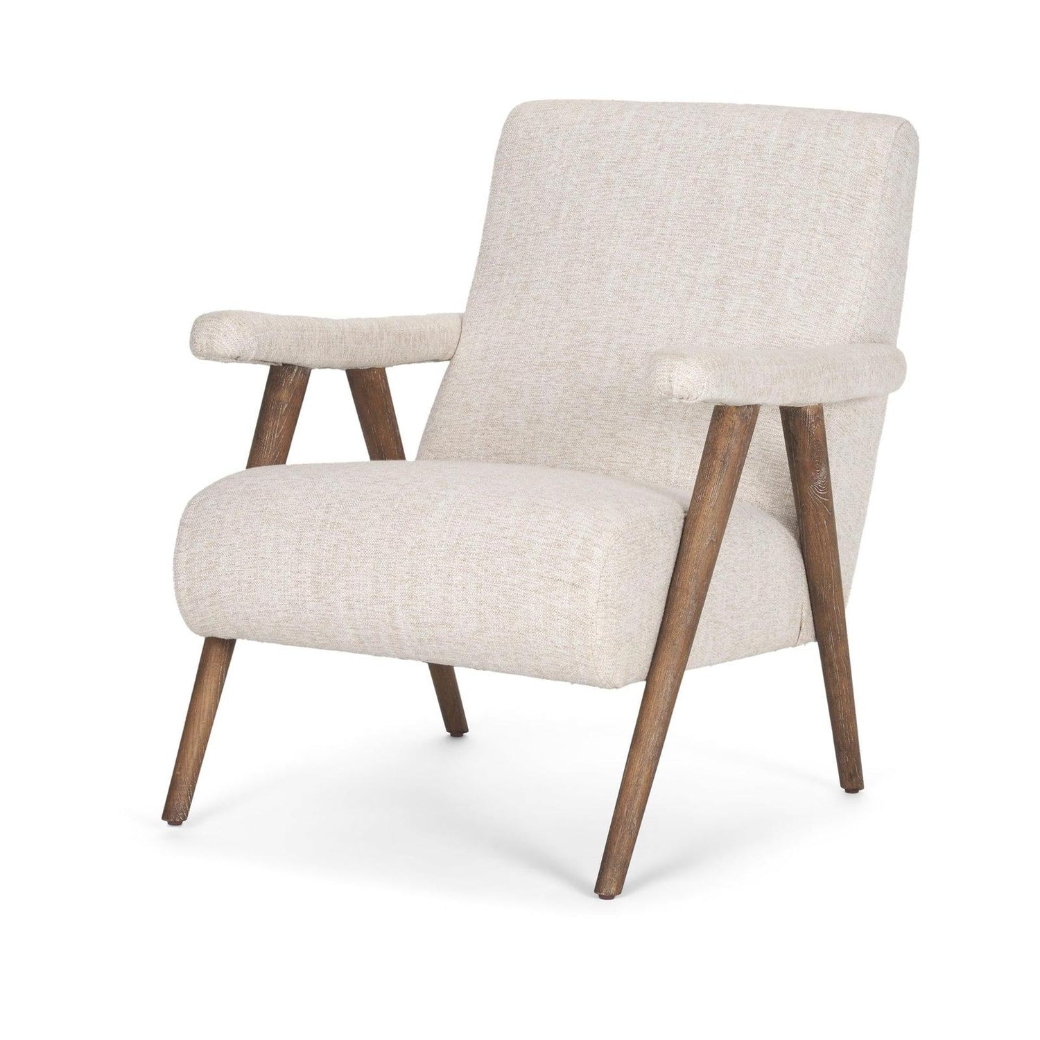 Mercana Nico Oatmeal Upholstered w/ Brown Wood Accent Chair Clearance