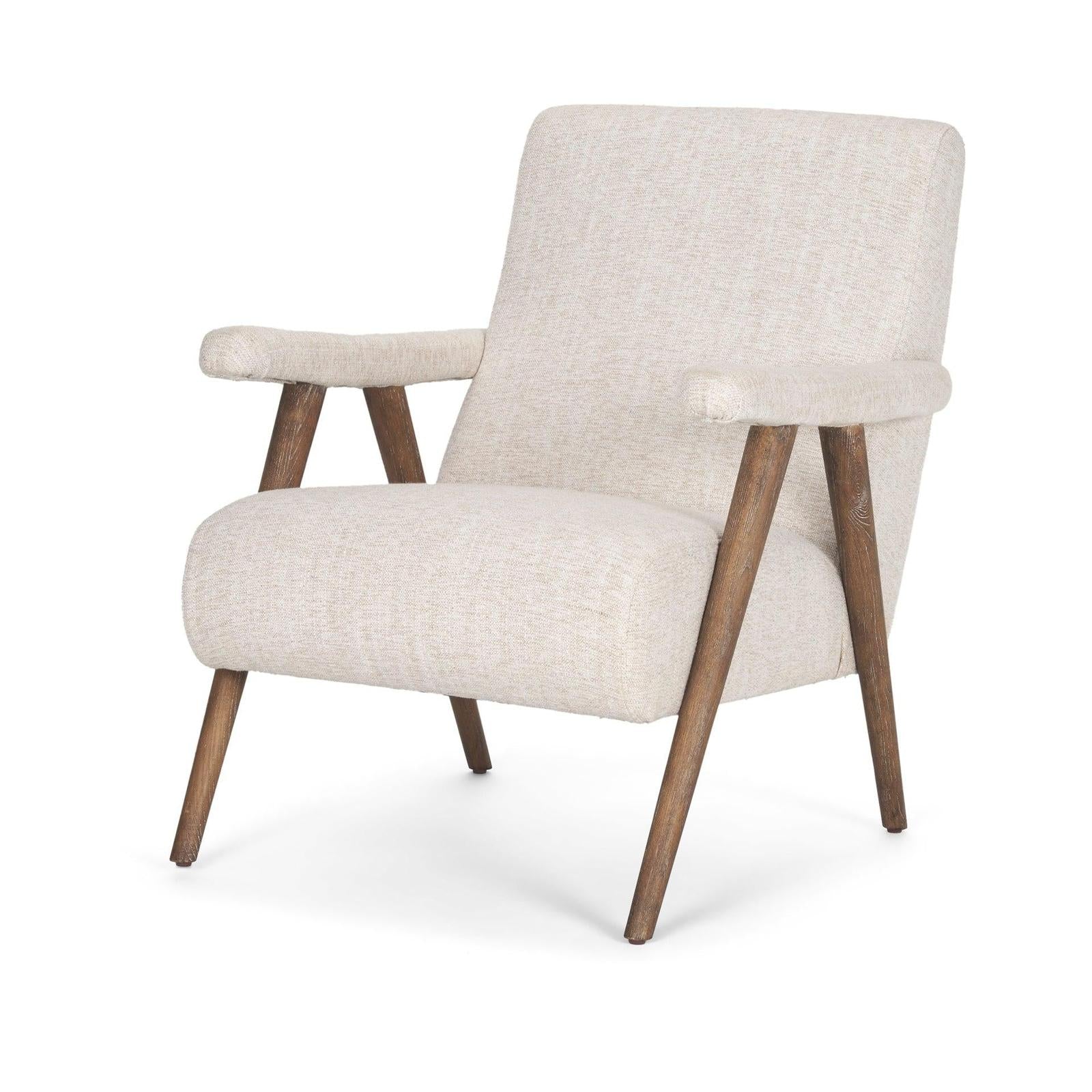 Mercana Nico Oatmeal Upholstered w/ Brown Wood Accent Chair Clearance