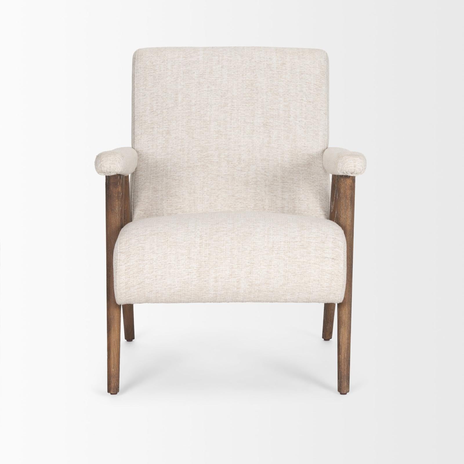 Mercana Nico Oatmeal Upholstered w/ Brown Wood Accent Chair Clearance
