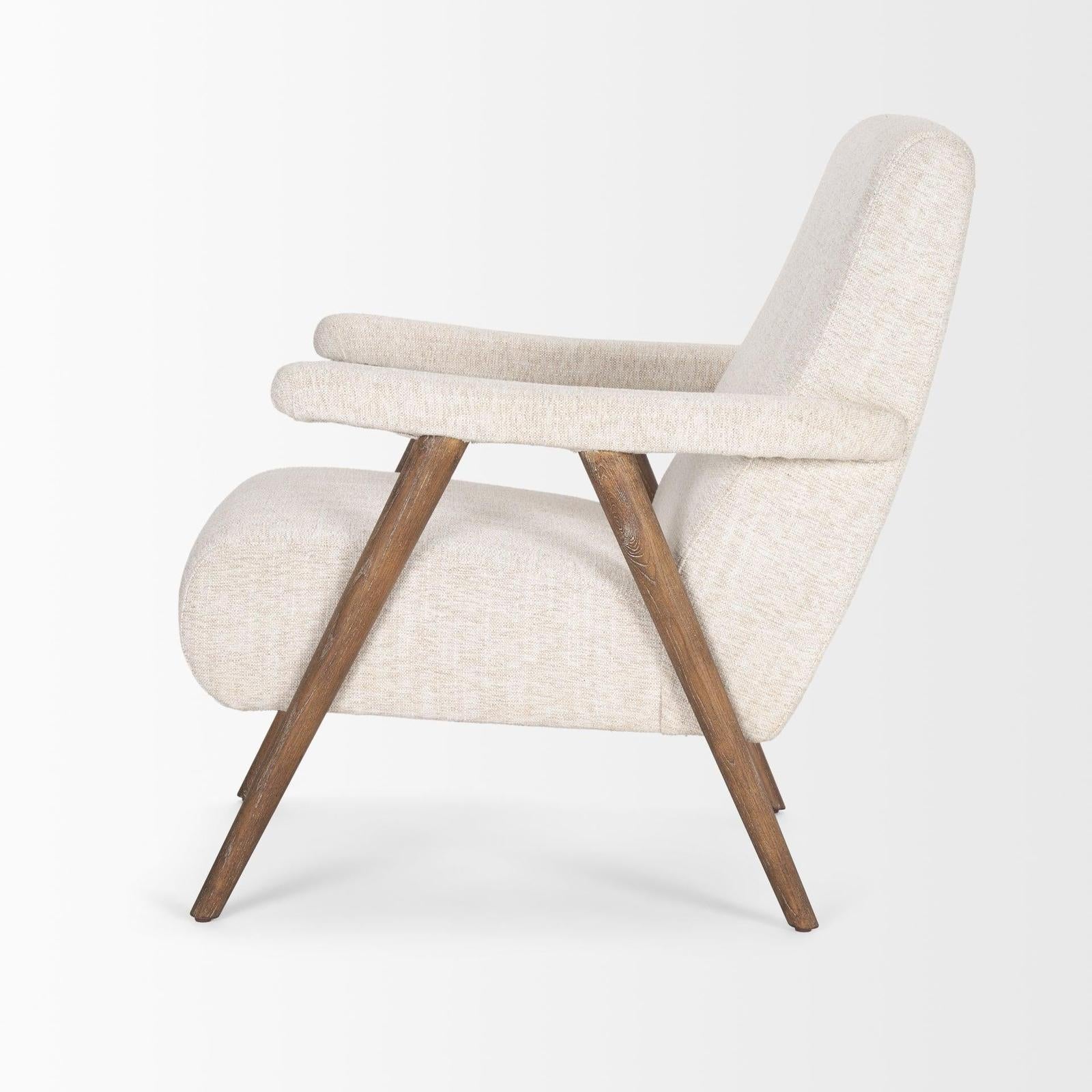 Mercana Nico Oatmeal Upholstered w/ Brown Wood Accent Chair Clearance