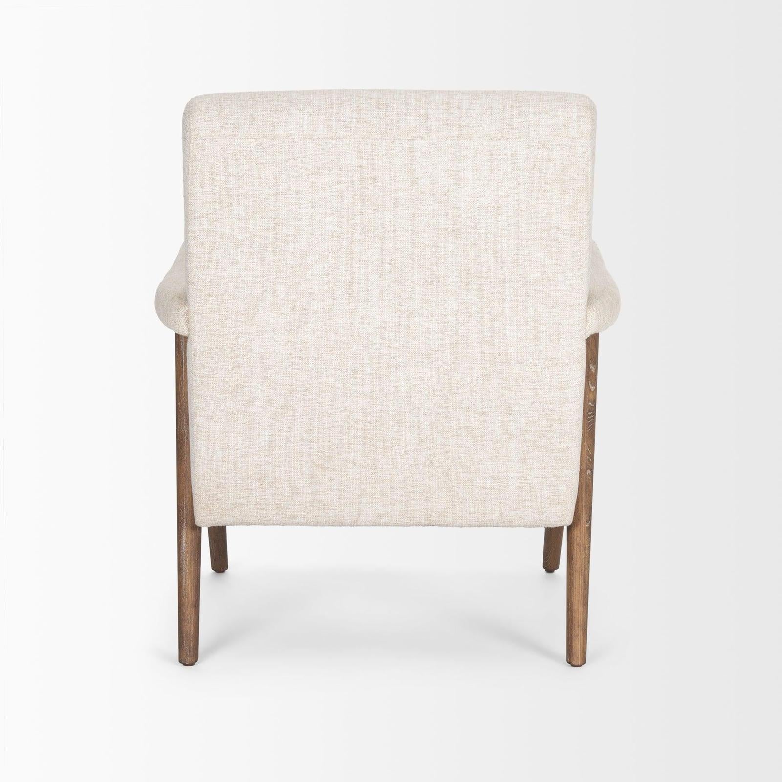 Mercana Nico Oatmeal Upholstered w/ Brown Wood Accent Chair Clearance