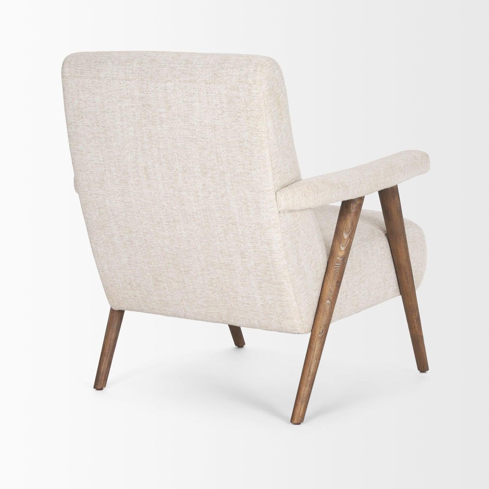 Mercana Nico Oatmeal Upholstered w/ Brown Wood Accent Chair Clearance