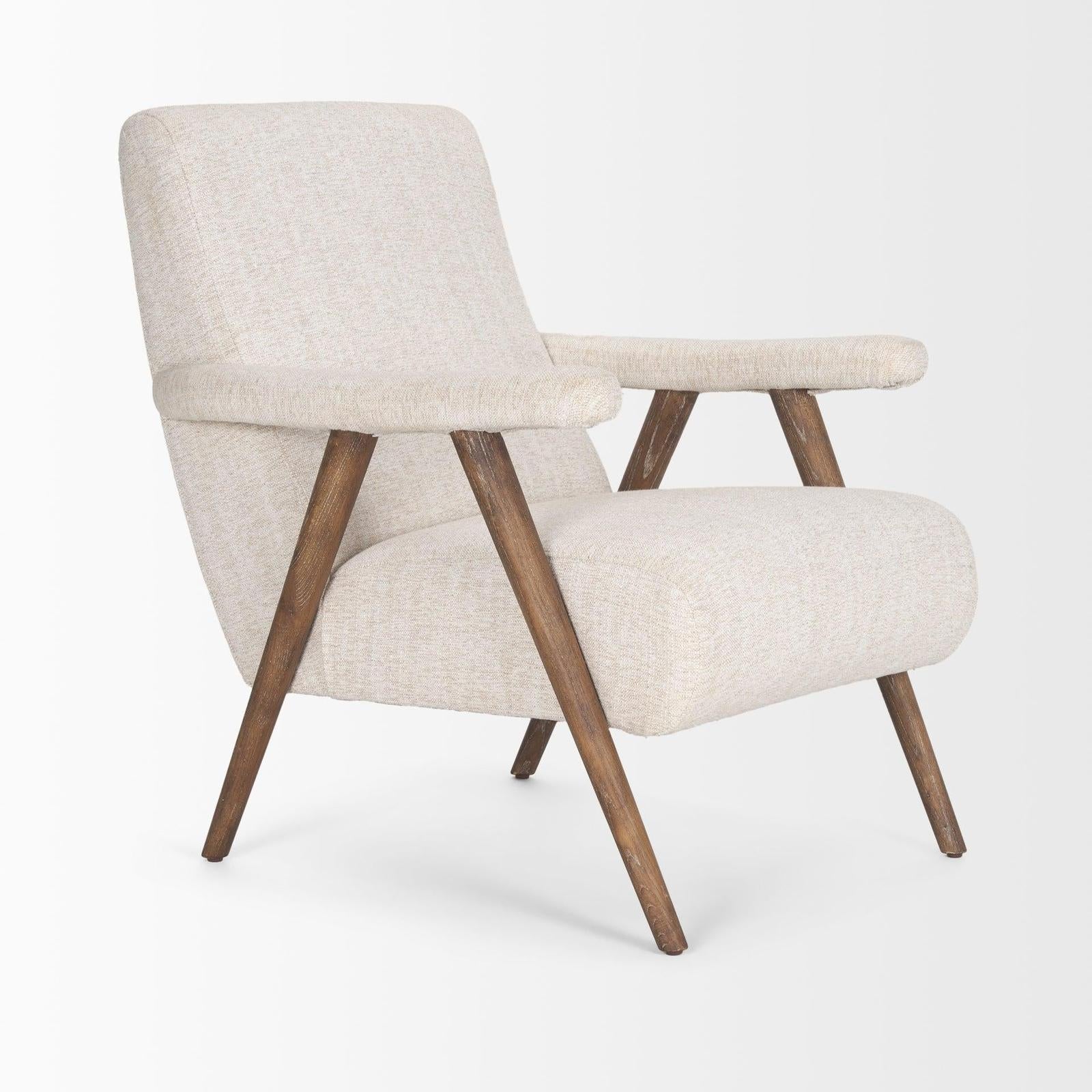 Mercana Nico Oatmeal Upholstered w/ Brown Wood Accent Chair Clearance