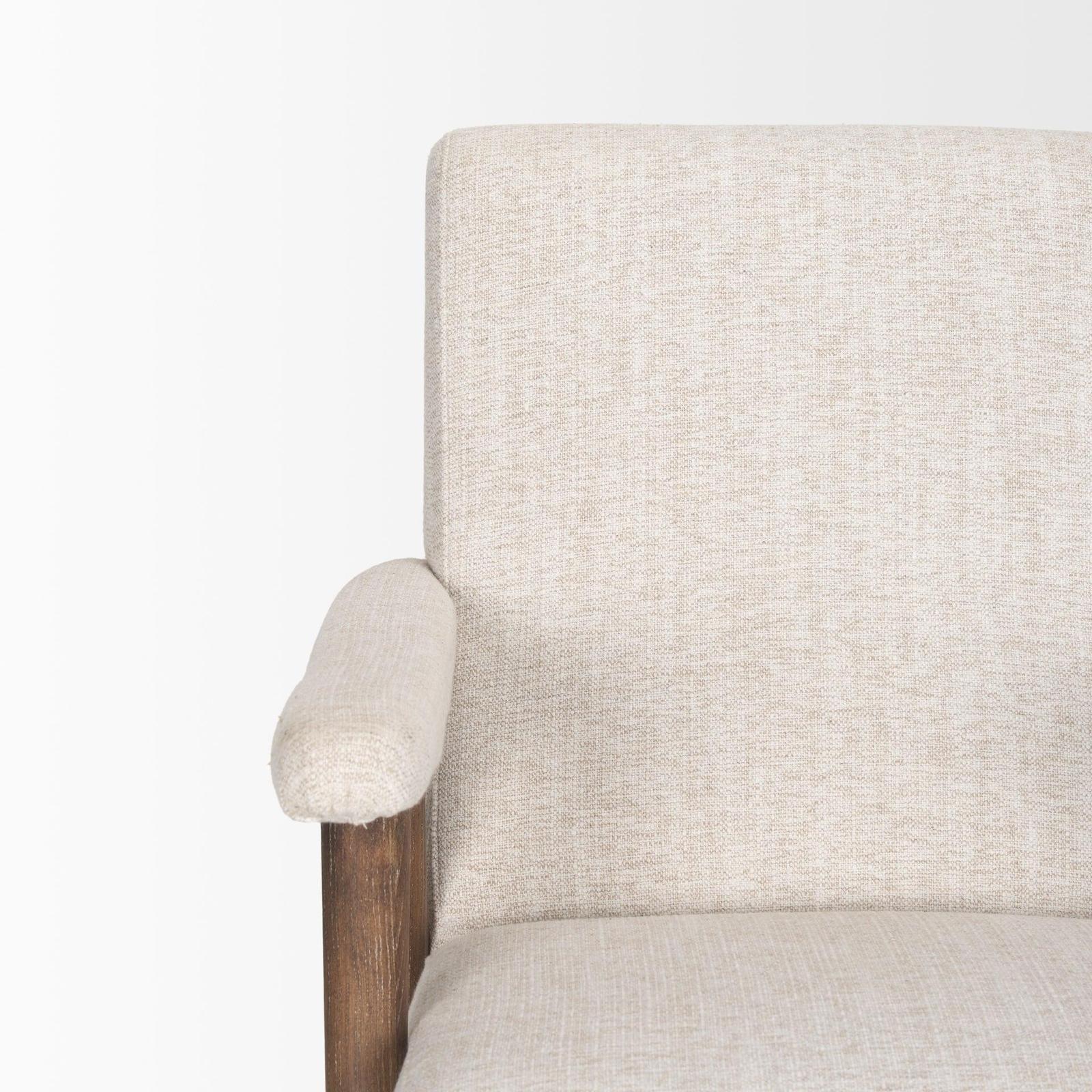 Mercana Nico Oatmeal Upholstered w/ Brown Wood Accent Chair Clearance