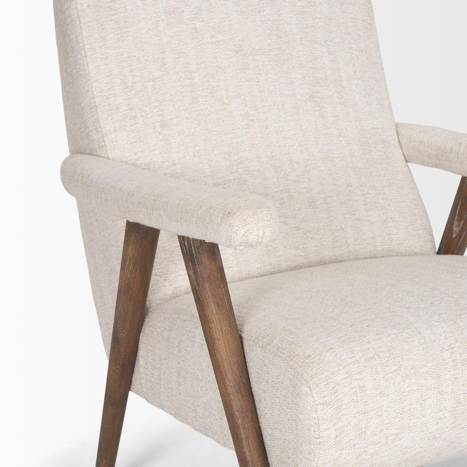 Mercana Nico Oatmeal Upholstered w/ Brown Wood Accent Chair Clearance