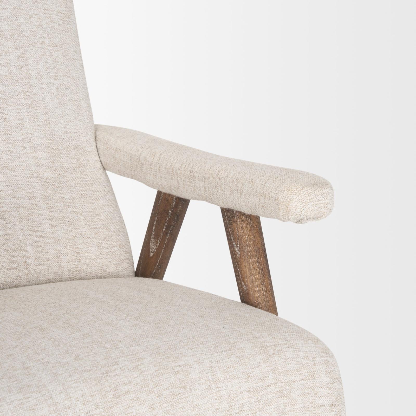 Mercana Nico Oatmeal Upholstered w/ Brown Wood Accent Chair Clearance