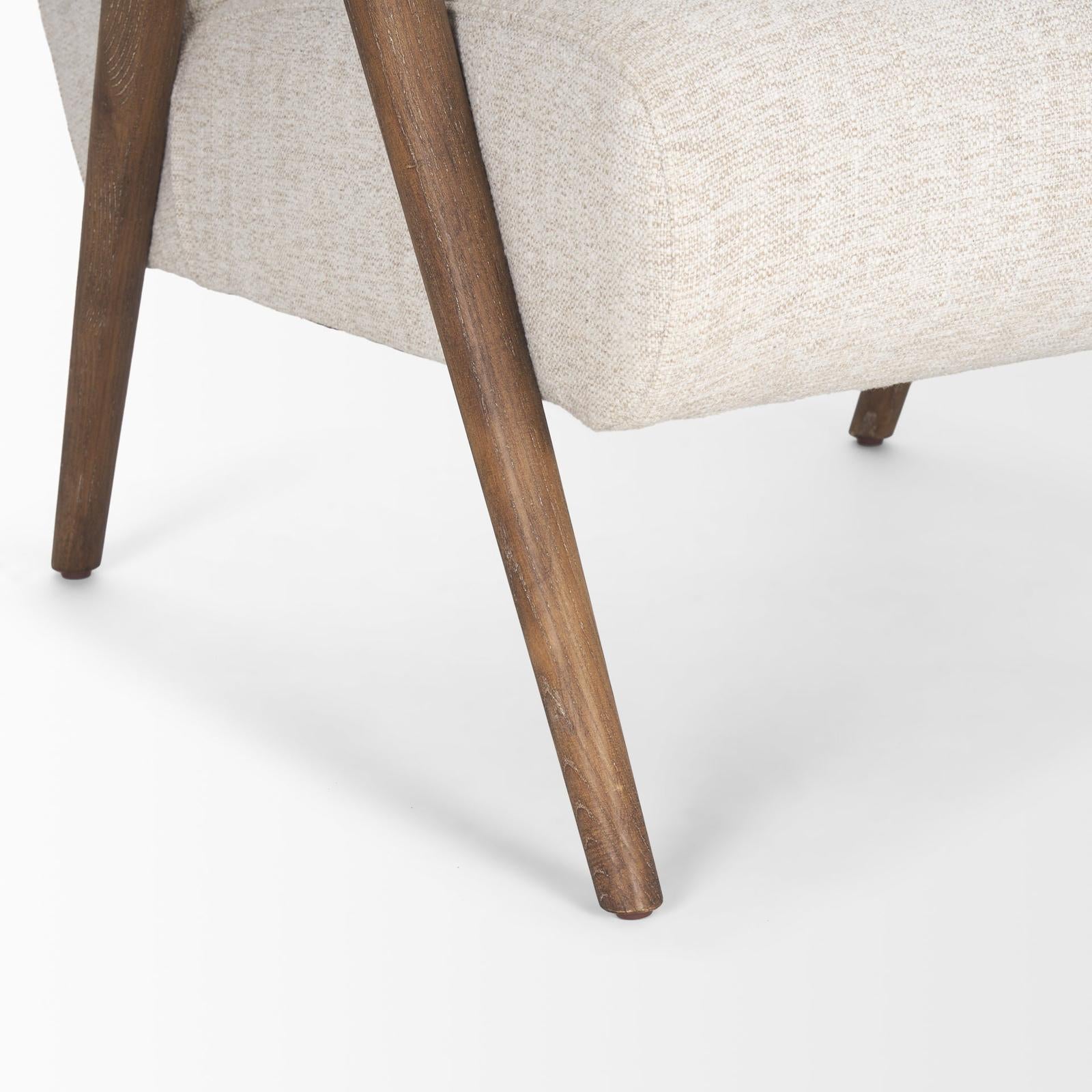 Mercana Nico Oatmeal Upholstered w/ Brown Wood Accent Chair Clearance