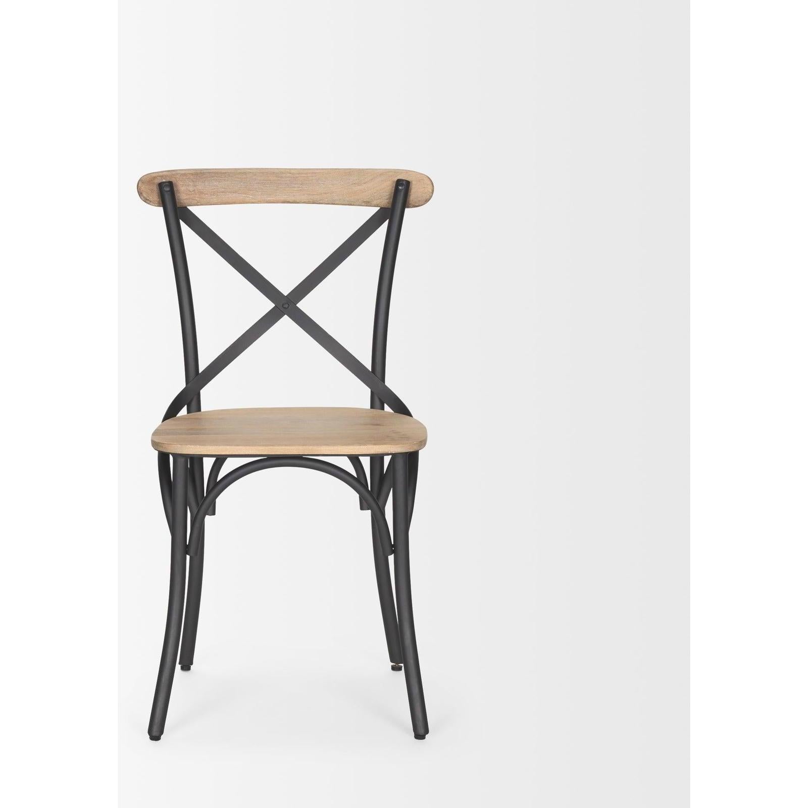 Mercana Etienne Light Brown Wood w/ Iron Metal Dining Chair Clearance