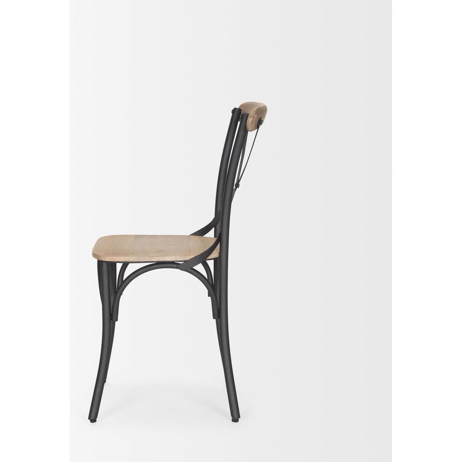 Mercana Etienne Light Brown Wood w/ Iron Metal Dining Chair Clearance