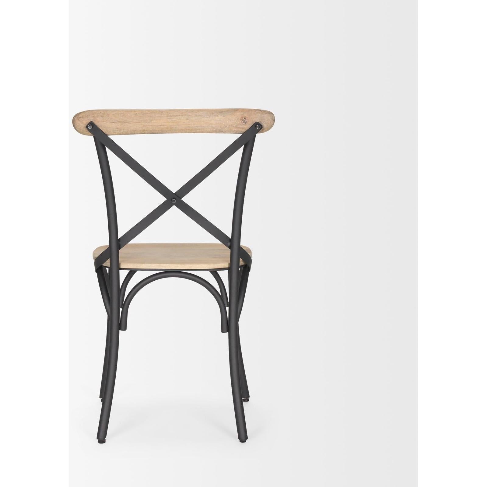 Mercana Etienne Light Brown Wood w/ Iron Metal Dining Chair Clearance