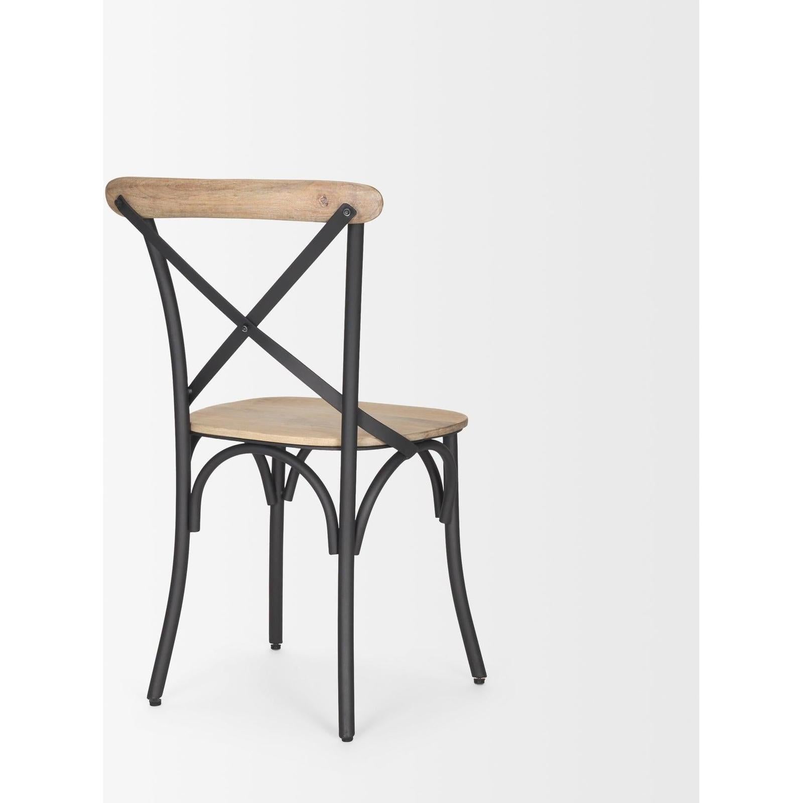 Mercana Etienne Light Brown Wood w/ Iron Metal Dining Chair Clearance