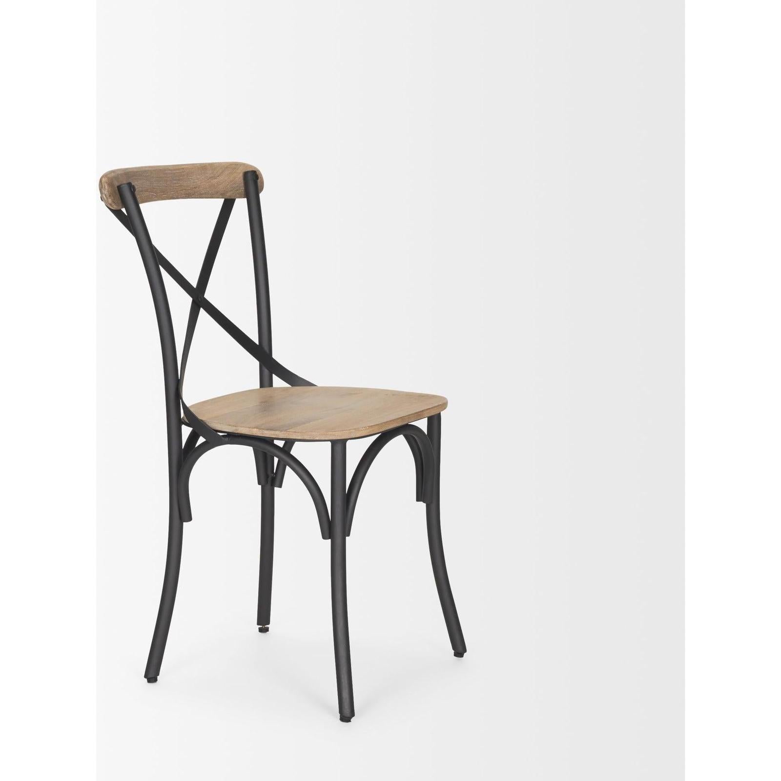 Mercana Etienne Light Brown Wood w/ Iron Metal Dining Chair Clearance