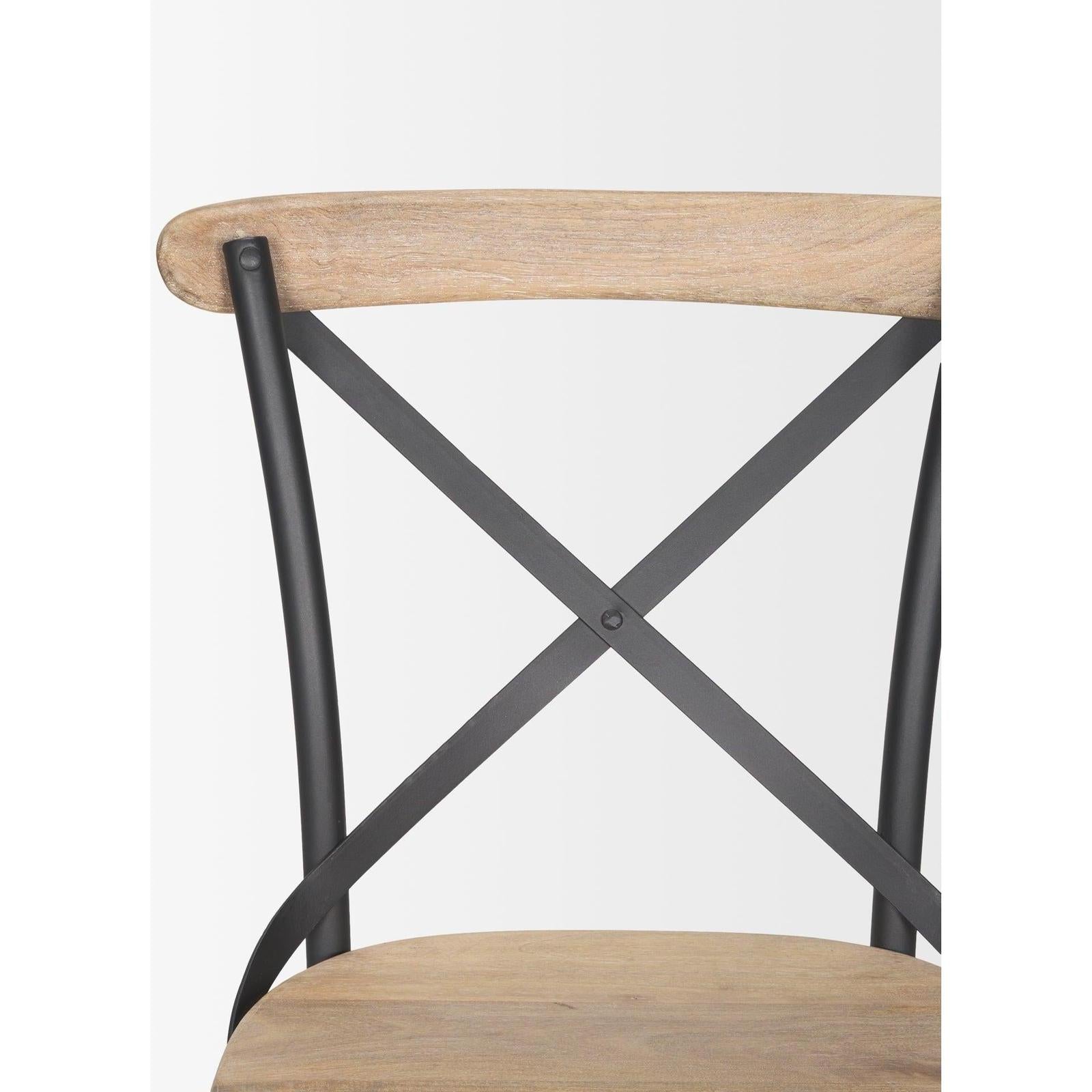 Mercana Etienne Light Brown Wood w/ Iron Metal Dining Chair Clearance