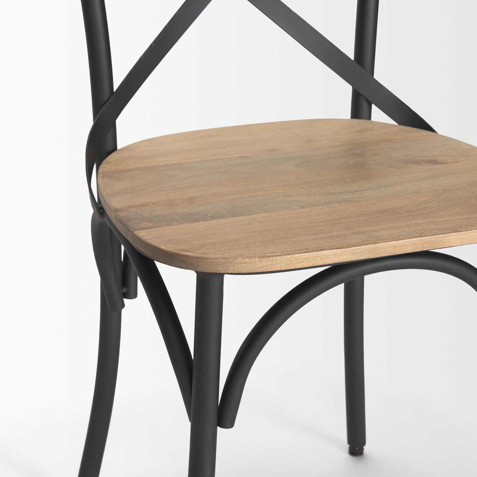 Mercana Etienne Light Brown Wood w/ Iron Metal Dining Chair Clearance