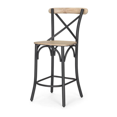Mercana Etienne Light Brown Wood w/ Iron Metal Counter Stool Clearance