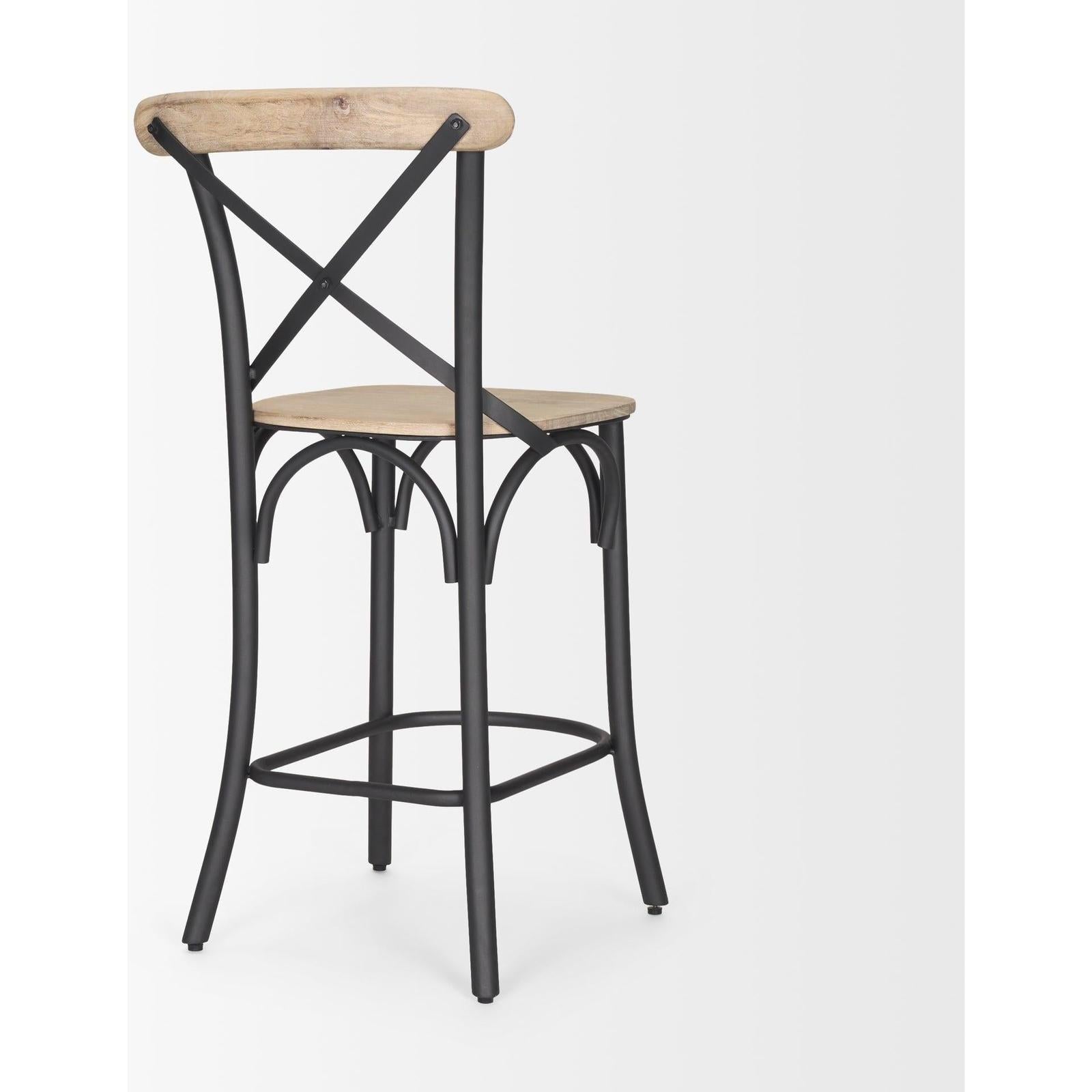 Mercana Etienne Light Brown Wood w/ Iron Metal Counter Stool Clearance