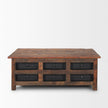 Mercana Wilton Brown Wood w/ 12 Black Metal Drawers Coffee Table Clearance