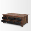 Mercana Wilton Brown Wood w/ 12 Black Metal Drawers Coffee Table Clearance