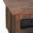 Mercana Wilton Brown Wood w/ 12 Black Metal Drawers Coffee Table Clearance