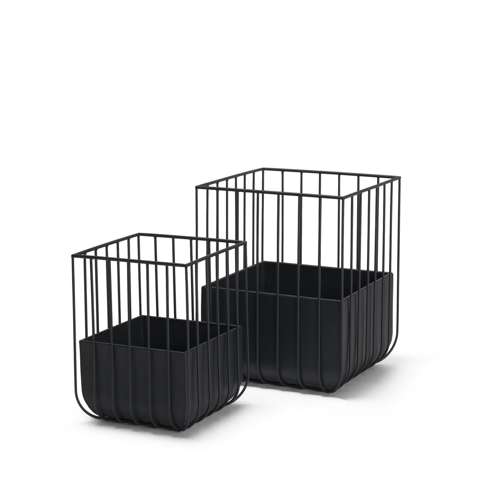 Mercana Verna Matte Black Wire Cage Metal Planters-Set of 2 Clearance