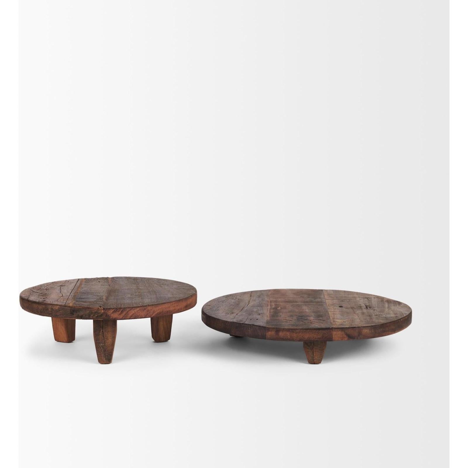 Mercana Iza Medium Brown Wooden Riser - Set of 2