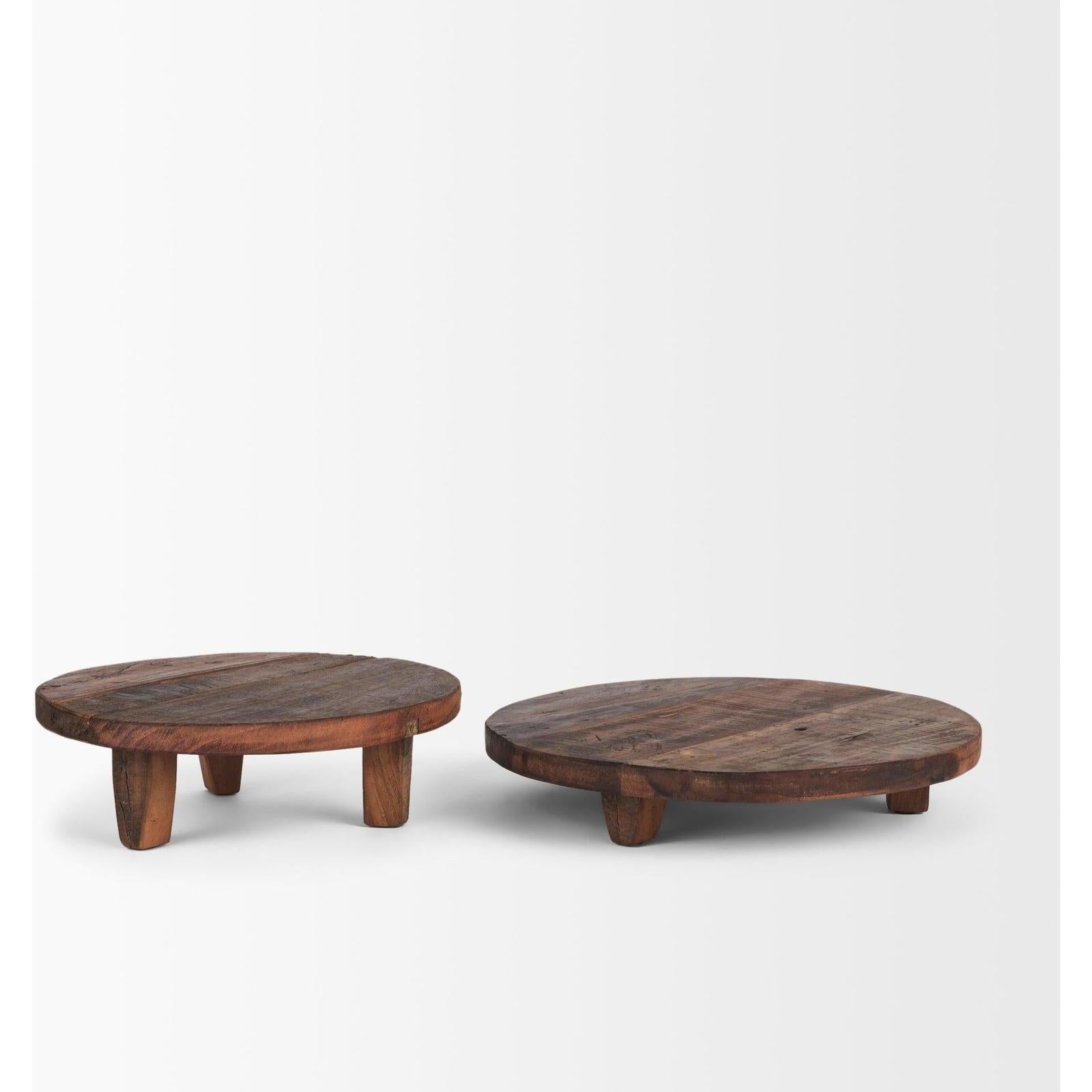 Mercana Iza Medium Brown Wooden Riser - Set of 2