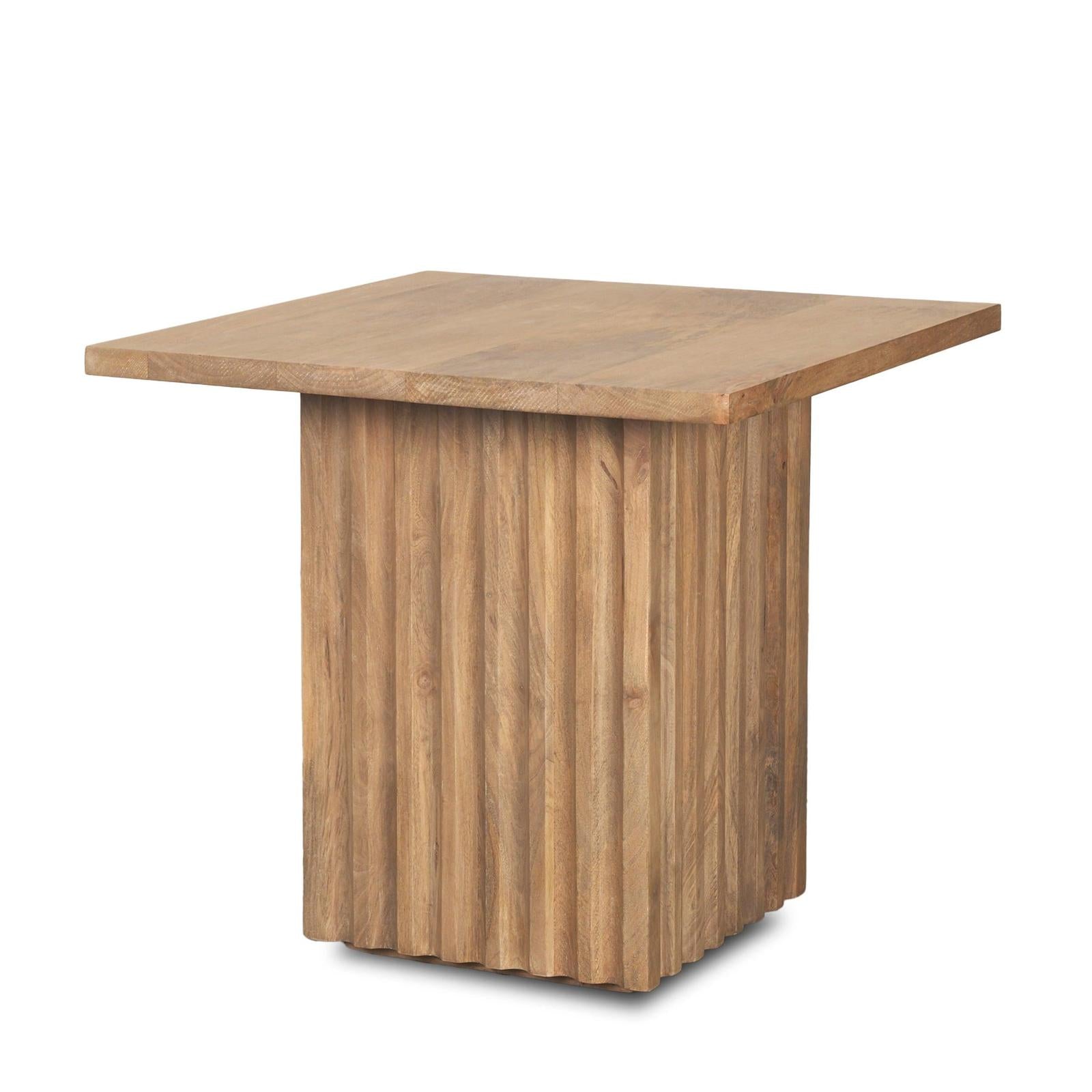 Mercana June Light Brown Wood w/ Fluting Square Side Table