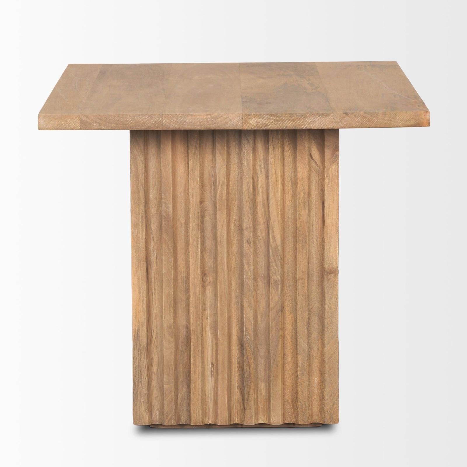 Mercana June Light Brown Wood w/ Fluting Square Side Table