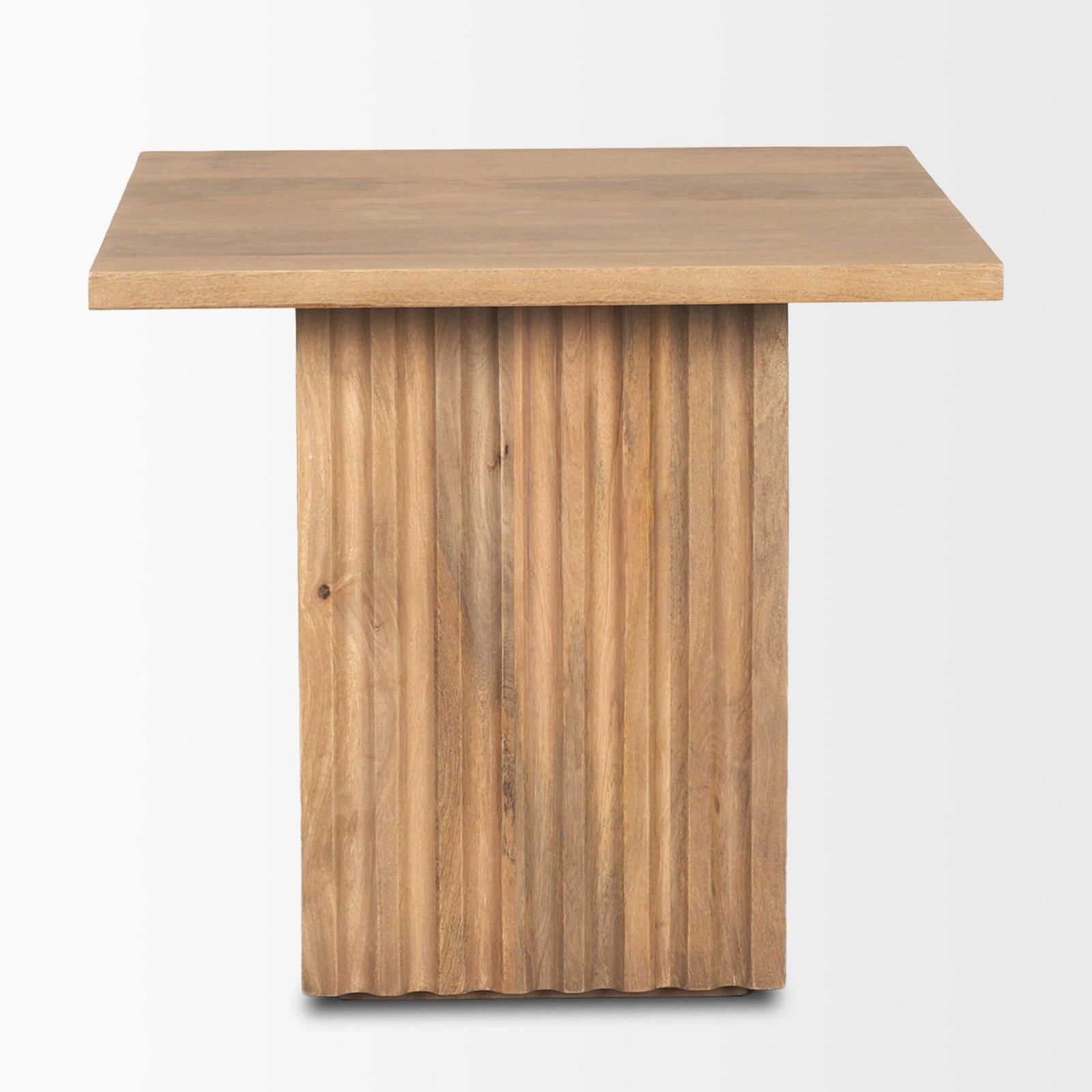 Mercana June Light Brown Wood w/ Fluting Square Side Table