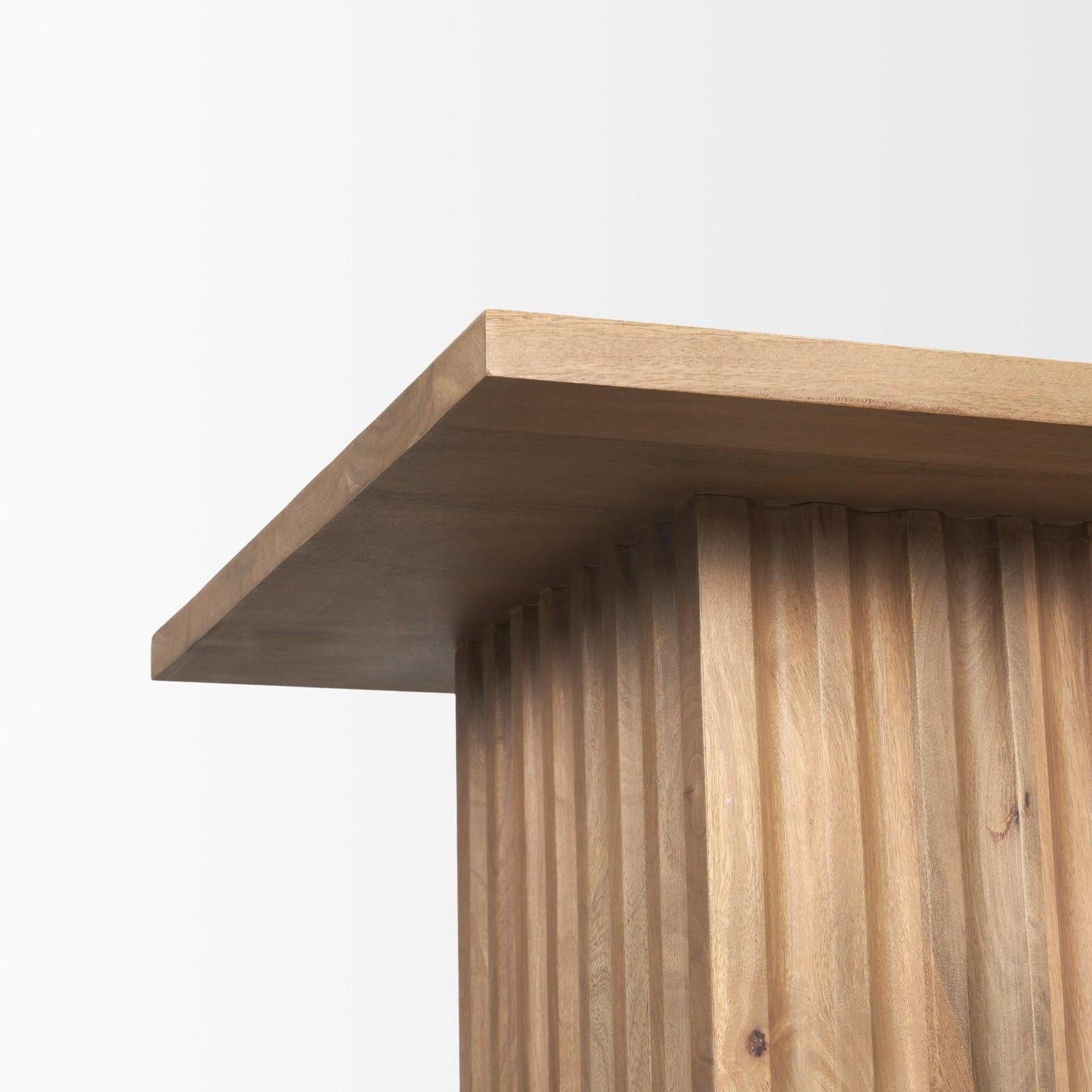 Mercana June Light Brown Wood w/ Fluting Square Side Table