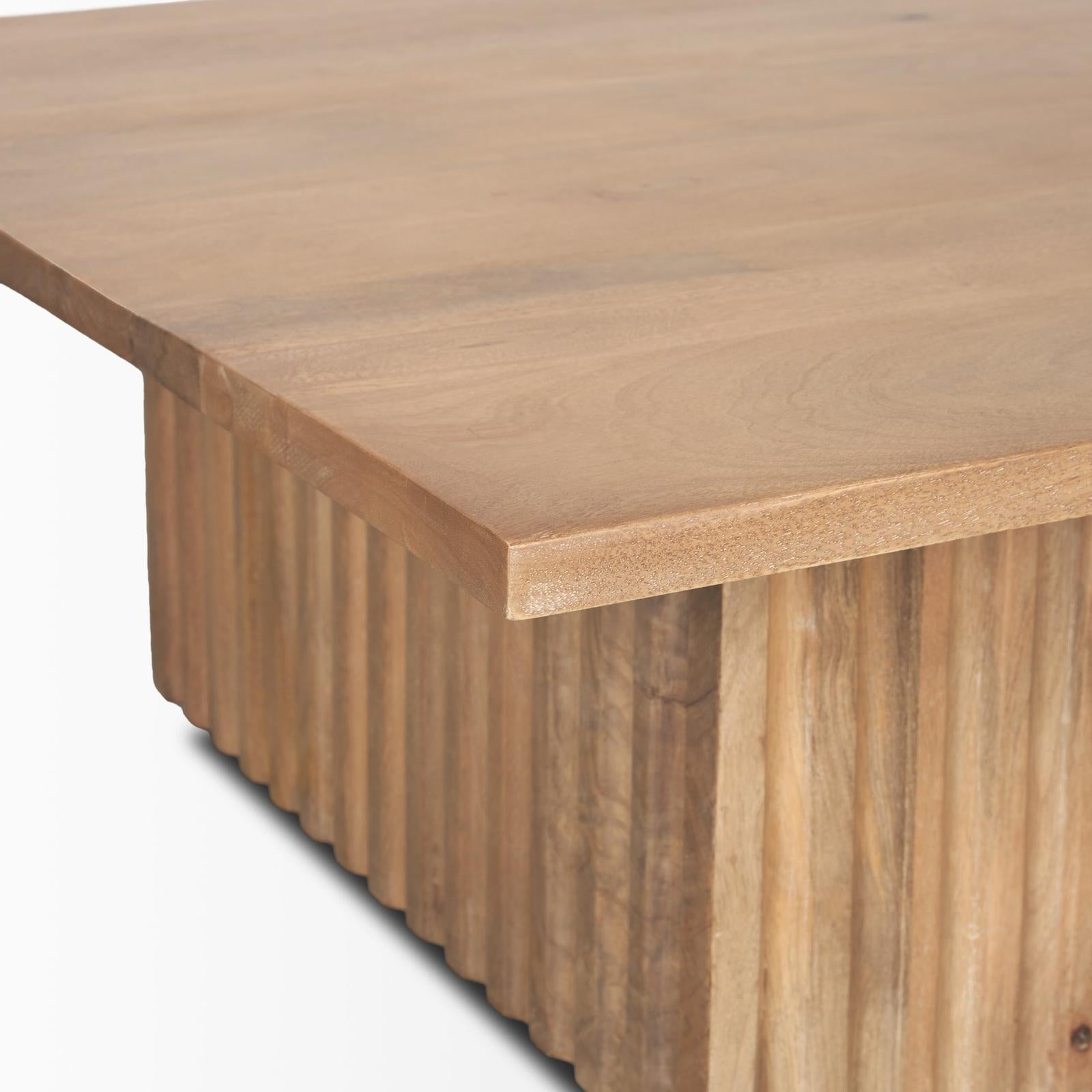 Mercana June Light Brown Wood w/ Fluting Square Coffee Table