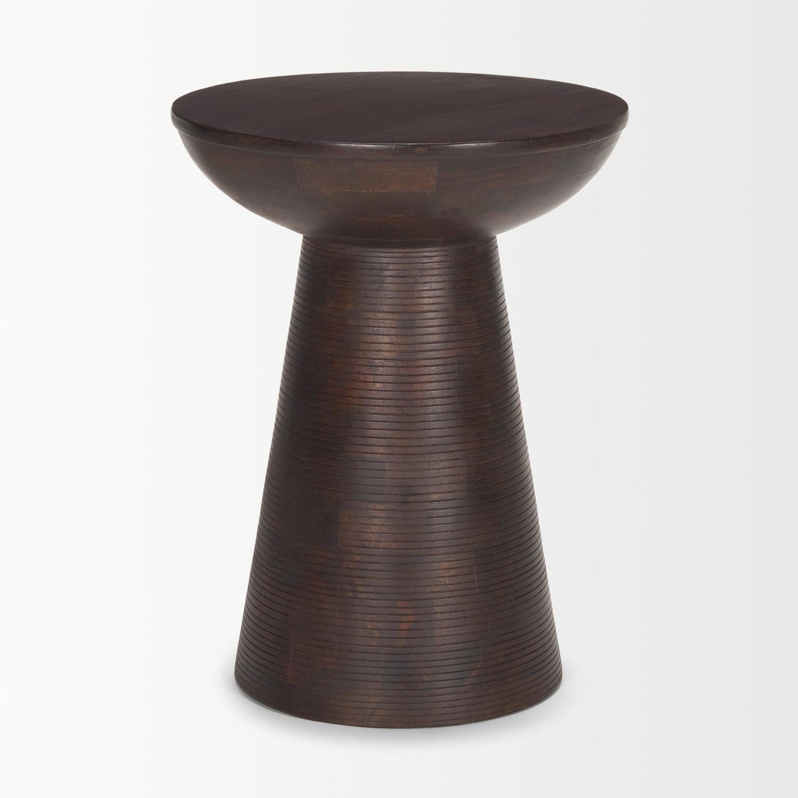Mercana Novell Dark Brown Wood Pedestal Accent Table