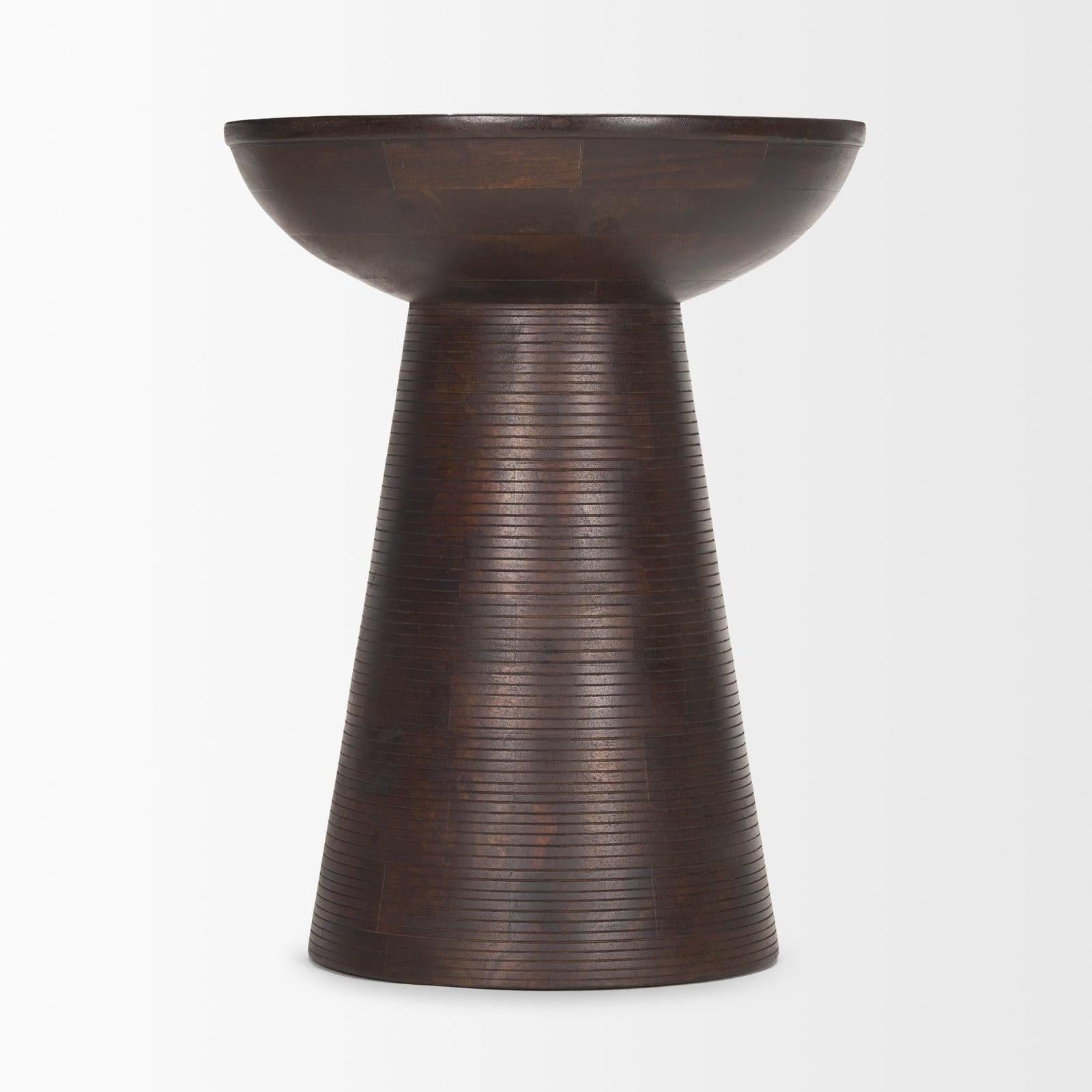 Mercana Novell Dark Brown Wood Pedestal Accent Table