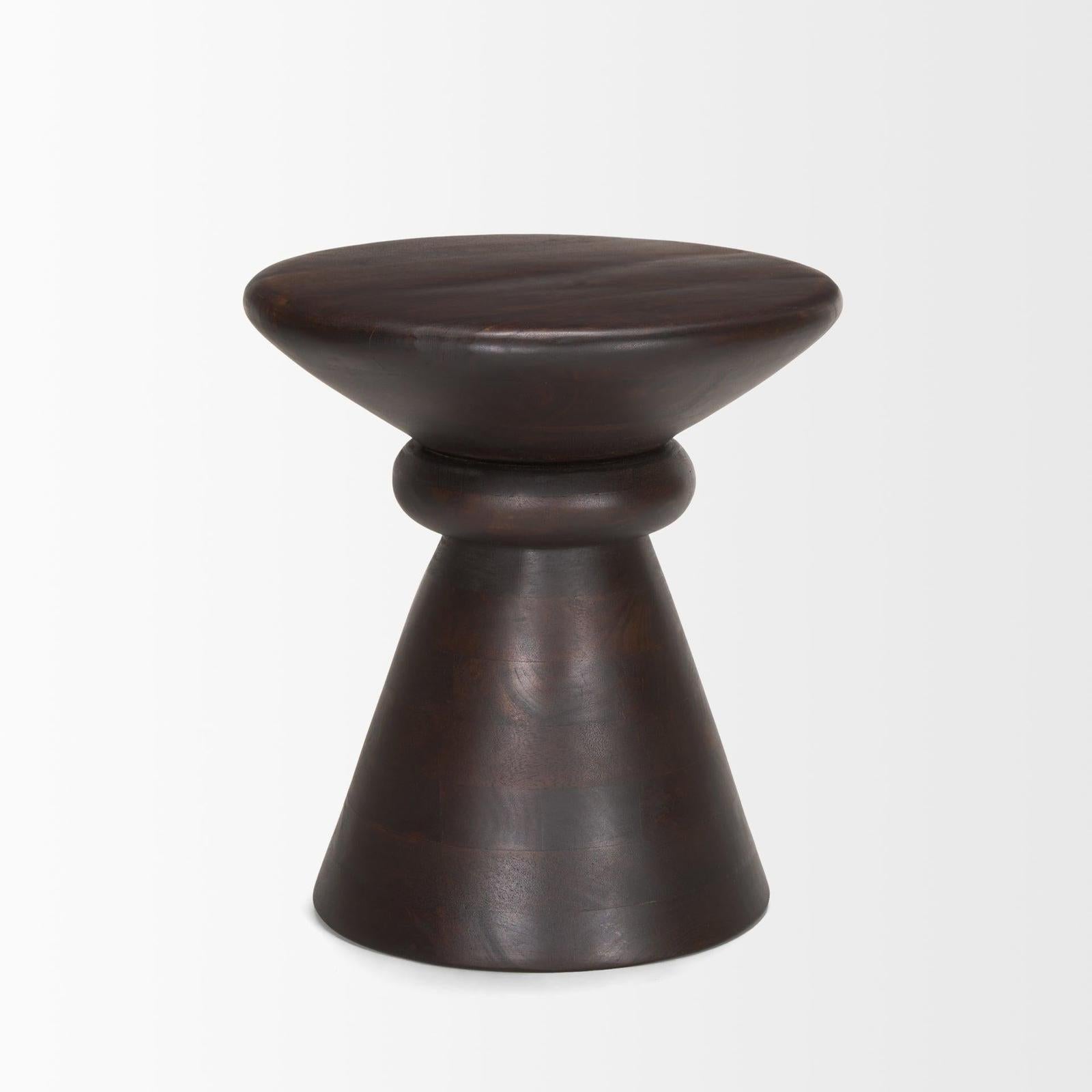 Mercana Palmera Dark Brown Wood Pedestal Accent Table