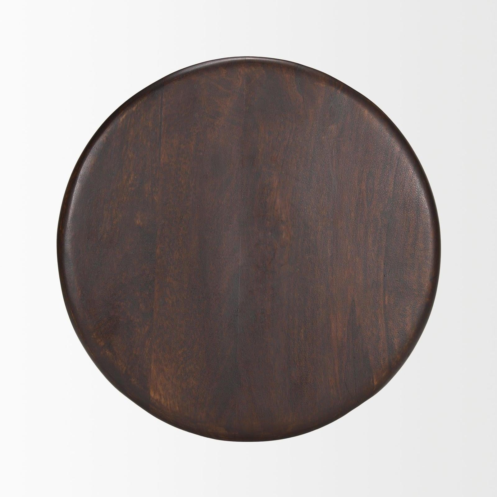 Mercana Palmera Dark Brown Wood Pedestal Accent Table
